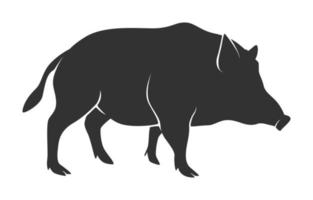 Silhouette of warthog isolated on white background vector