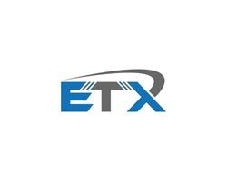etx concepto de vector de diseño de icono de logotipo de letra elegante y profesional.