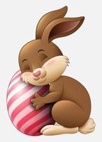 Cute grey Easter Bunny hugged egg decorated isolated on a white background vector