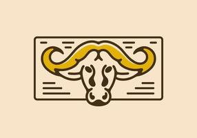 Bull head vintage retro line art vector