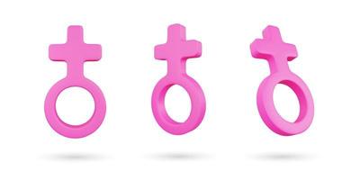 Realistic 3d female gender sign vector illustration
