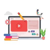 Online education learning website and application. Open pages illustration. vector