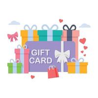 tarjeta de regalo y cupón de regalo de promoción, cupón de descuento e ilustración del concepto de certificado de regalo. vector