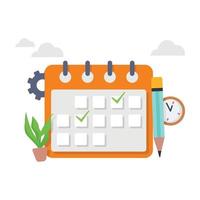 fecha del calendario con ilustración de signo de verificación. vector