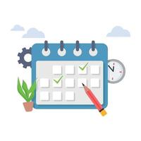 marcas de verificación en la ilustración de la fecha del calendario. vector