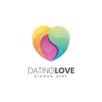 logotipo moderno de amor o corazón colorido perfecto para el logotipo de tecnología de citas vector