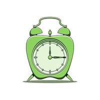 3d green apple alarm clock vector illustration