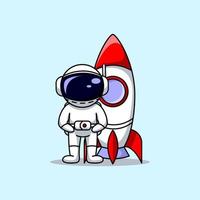 Modern flat illustration design of an astronaut with rocket vector