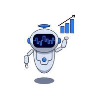 modern flat robot with business graph chart illustration design vector