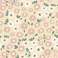 Seamless of doodle ditsy flowers pattern on light background. Simple delicate floral vector ornament. Pretty botanical backdrop. Design for fabric, textile print, surface, wrapping, cover.