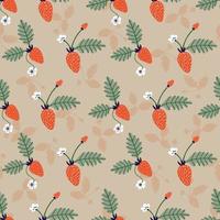 Summer seamless pattern with fresh red strawberries and silhouette. Surface design vector illustration, great for restaurants, bakeries, textiles, home decor, paper, packaging and wrapping use.