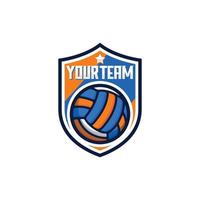 Ilustración de vector de diseño de logotipo de emblema de equipo de voleibol