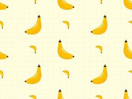 Banana cartoon character seamless pattern on yellow background vector