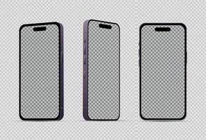 Realistic mockup without background purple mobile phone - Vector