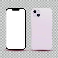 Realistic mockup without background purple mobile phone - Vector