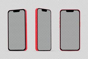 Realistic mockup without background red mobile phone - Vector