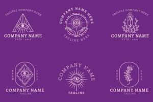 Minimalist Mystical Simple Logo Symbol Collection Template Dark Purple. vector