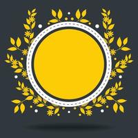 ornamental floral round frame design vector