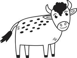 Hand Drawn cute cow illustration vector