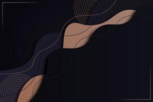 Dark and golden wavy shape with lines background. Vector. vector