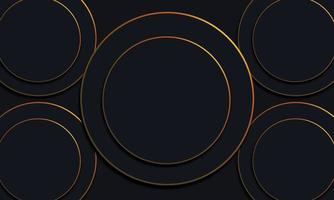 Dark circles with golden lines background. vector