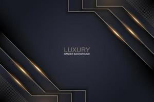 Dark luxury banner with golden lines and dots background. Vector. vector