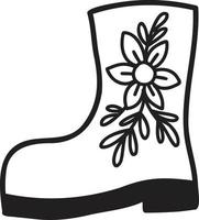 Hand Drawn cute Boots with flowers illustration vector