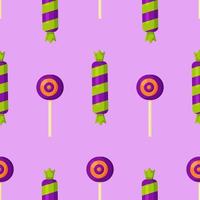 Cute pastel candy sweet desserts seamless pattern with different kinds. vector