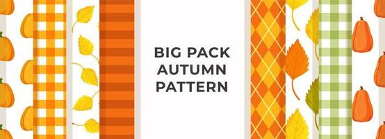 Big pack autumn pattern. Vector illustration of the pattern of autumn.