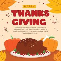 Hand drawn thanksgiving day background in flat design concept vector