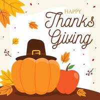 Hand drawn thanksgiving day background in flat design concept vector