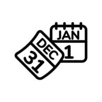 The calendar icon turns the page from December 31st to the New Year's January 1st. vector