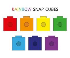 Rainbow snap counting cubes for kids. Unifix cubes to create math worksheets and games for kids. Educational resource vector