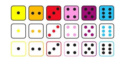 Dice faces big set. Differents styles and colors to create games and worksheets for kids. Counting activity for toddlers and preschool centers vector