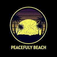 Peacefully beach siluet retro vintage design vector