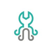 Wrench Octopus Modern Geometric Logo vector