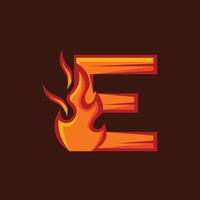 letra e quemar fuego logotipo creativo abstracto vector