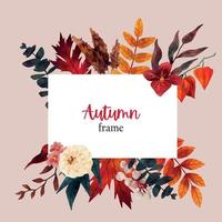 Fall floral banner, design template, hand drawn vector watercolor illustration