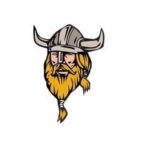 Viking Warrior Head Retro vector