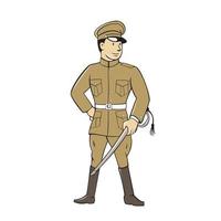 World War One British Officer Sword Standing Cartoon vector