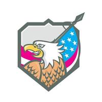 American Bald Eagle Flag Spear Retro vector