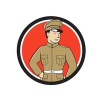 World War One British Officer Standing Circle Cartoon vector
