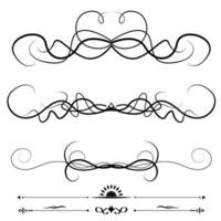 elementos de borde de remolino caligráfico vector