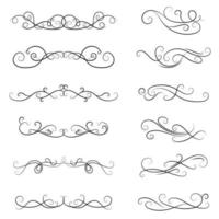 Calligraphic swirl border elements vector