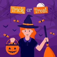 Halloween Trick or Treat with Square Layout Background vector