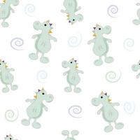 seamless pattern with cute dino vector