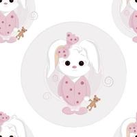 seamless pattern with rabbit in pink vector