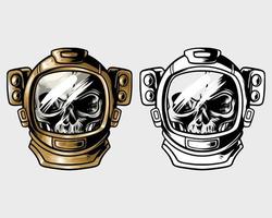 skull with cool astronaut helmet vector