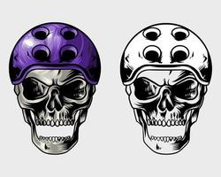 cráneo con casco de skate de color fresco vector