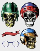 skull pack with ribbon and cool glasses vector